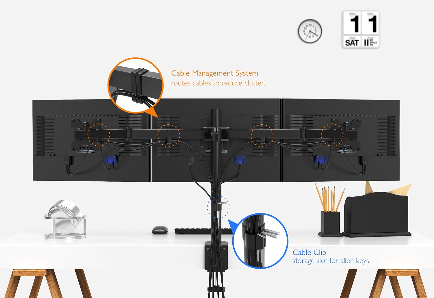 Thumbnail 5 de BONTEC Supporto monitor triplo 13–24" per scrivania