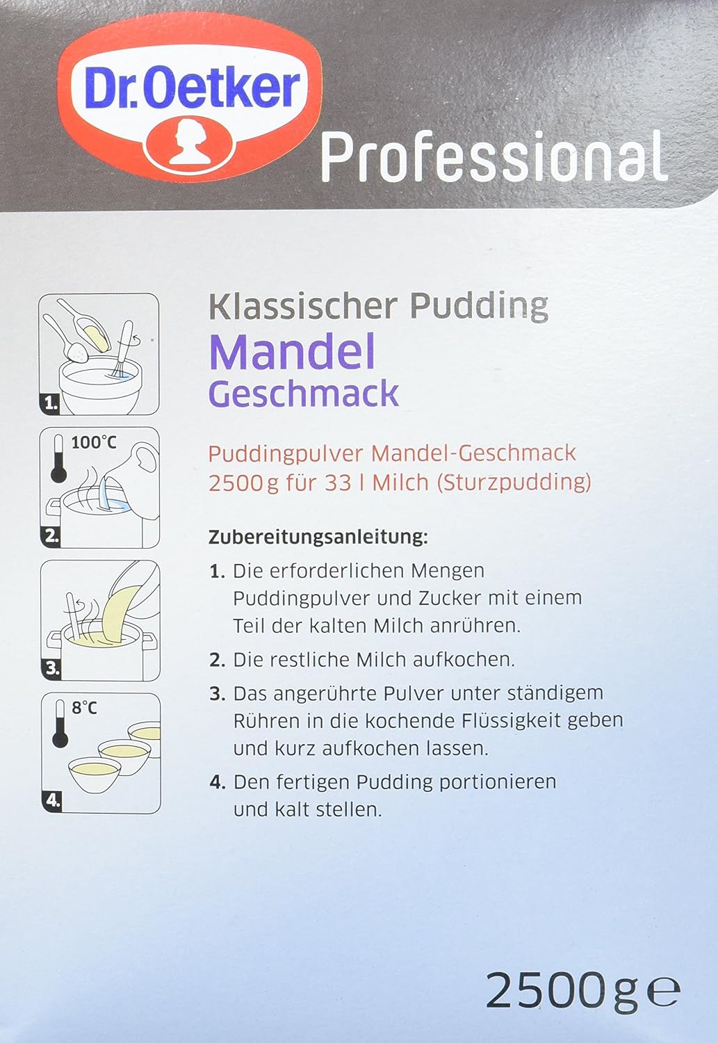 Detalle de Dr. Oetker Professional Klassischer Mandel-Puddingpulver, 2,5 kg Packung