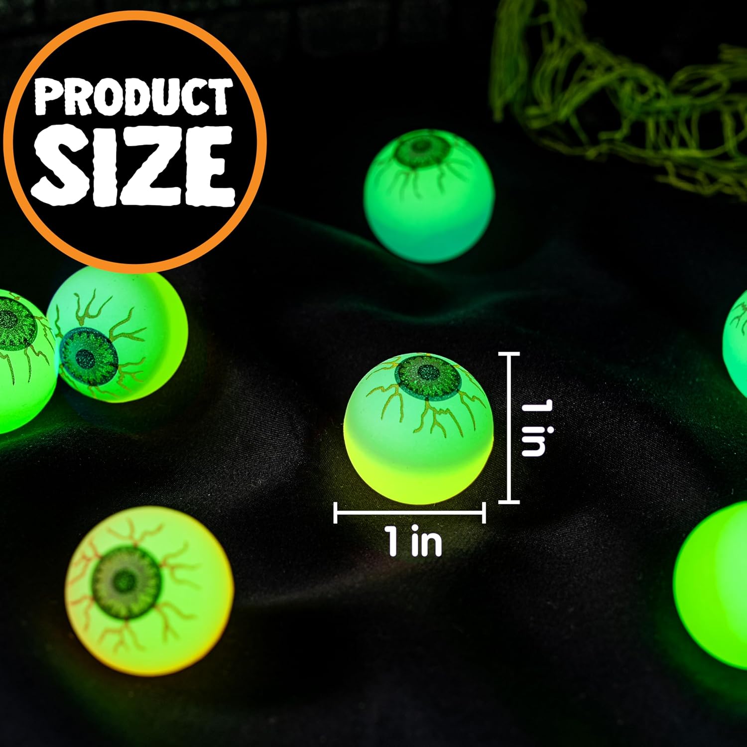 Detalle de JOYIN 17690 Halloween Glow Eyeball Bouncy Balls, 24-Pack, 1-Inch