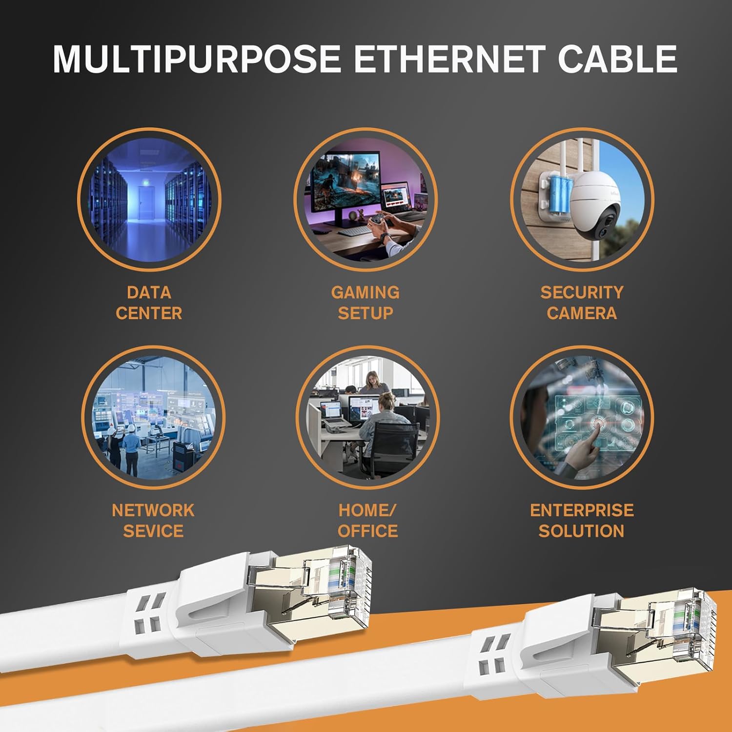 Thumbnail 3 de Ercielook Cat8 LAN-Kabel 1,5 m – 5er-Pack, wetterfest und UV-beständig
