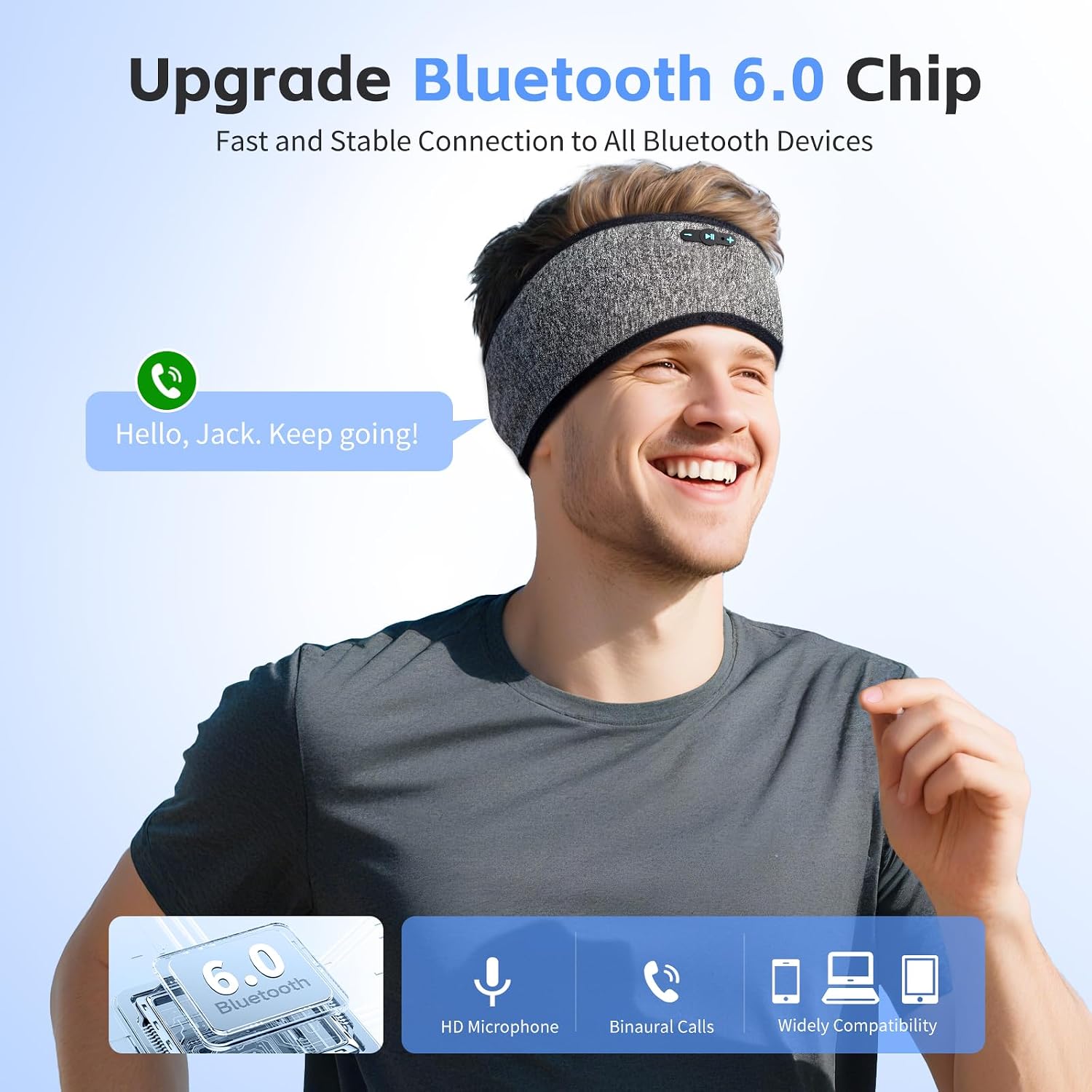 Detalle de Veeniitosr Sleep Headphones Bluetooth 6.0 Headband — 3-in-1 Sleep, Workout & Eye Mask
