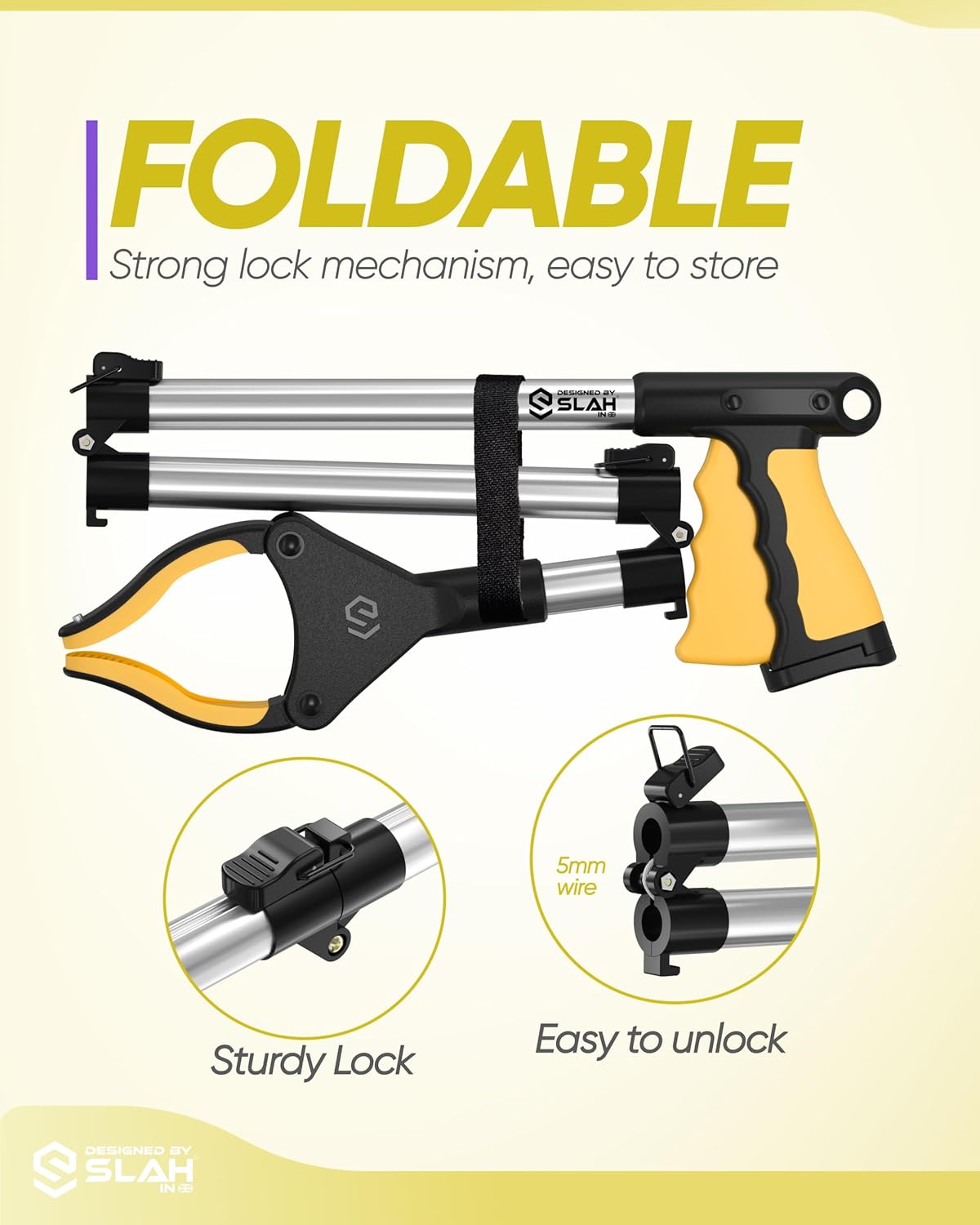 Thumbnail 3 de SLAH 32inches Litter Picker Grabber Stick — Rotating Head, Foldable Reach Aid for Garden & Everyday Cleaning