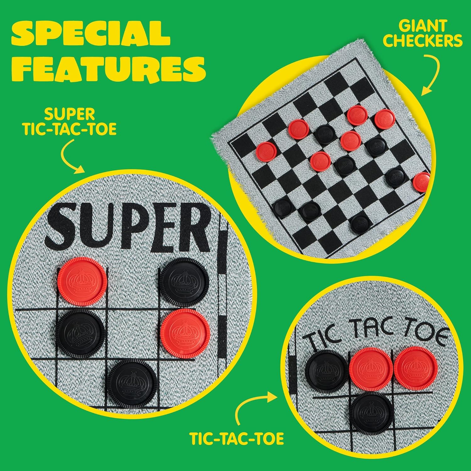 Detalle 2 de Vintage Giant 3-in-1 Checkers Game, 24 Chips ♟