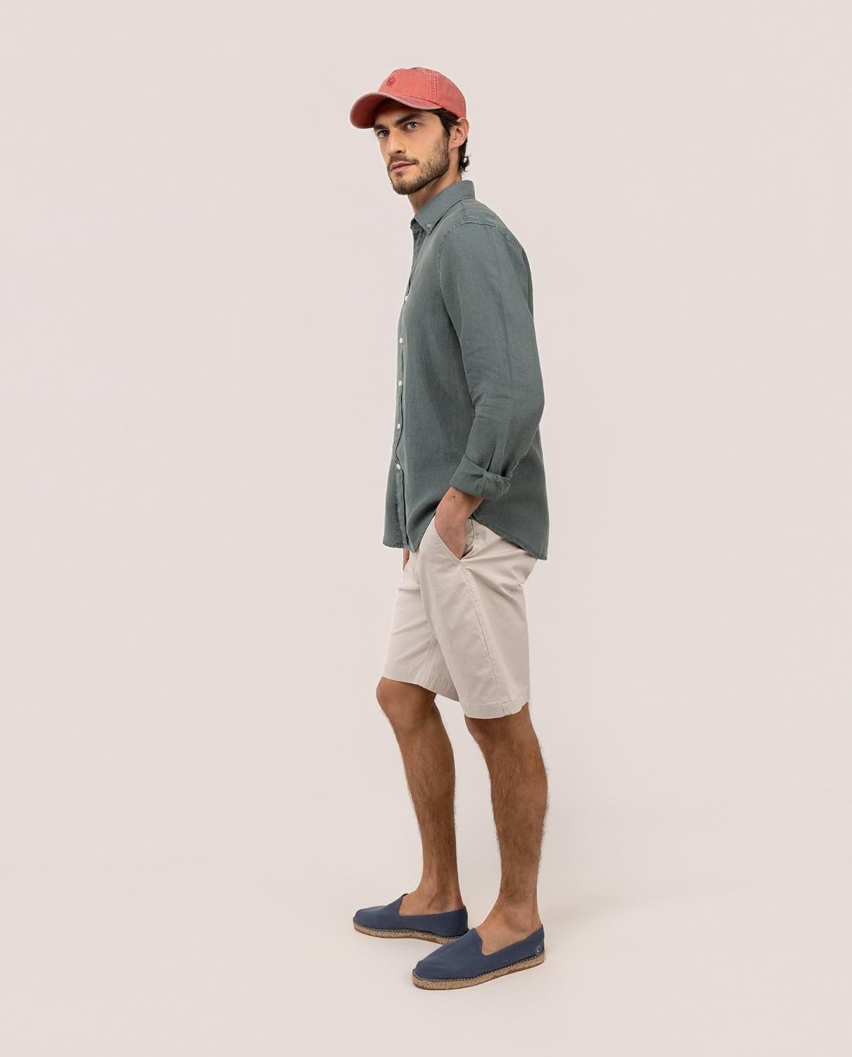 Thumbnail 2 de El Ganso Camisa Lino Garment Dyed Button Down Verde Oscuro