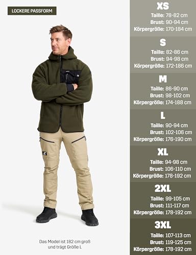 Detalle de RevolutionRace Sherpa Hoodie Herren – Outdoor Fleecejacke Forest Night, Größe L