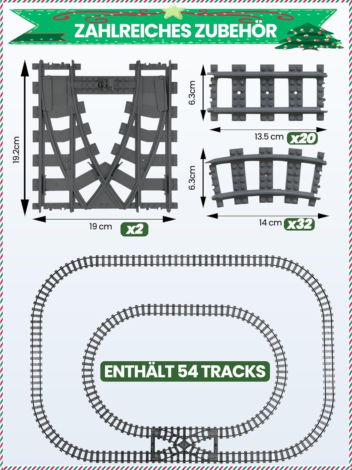 Thumbnail 2 de Hapoyxm City Eisenbahn Schienen-Set 54-teilig