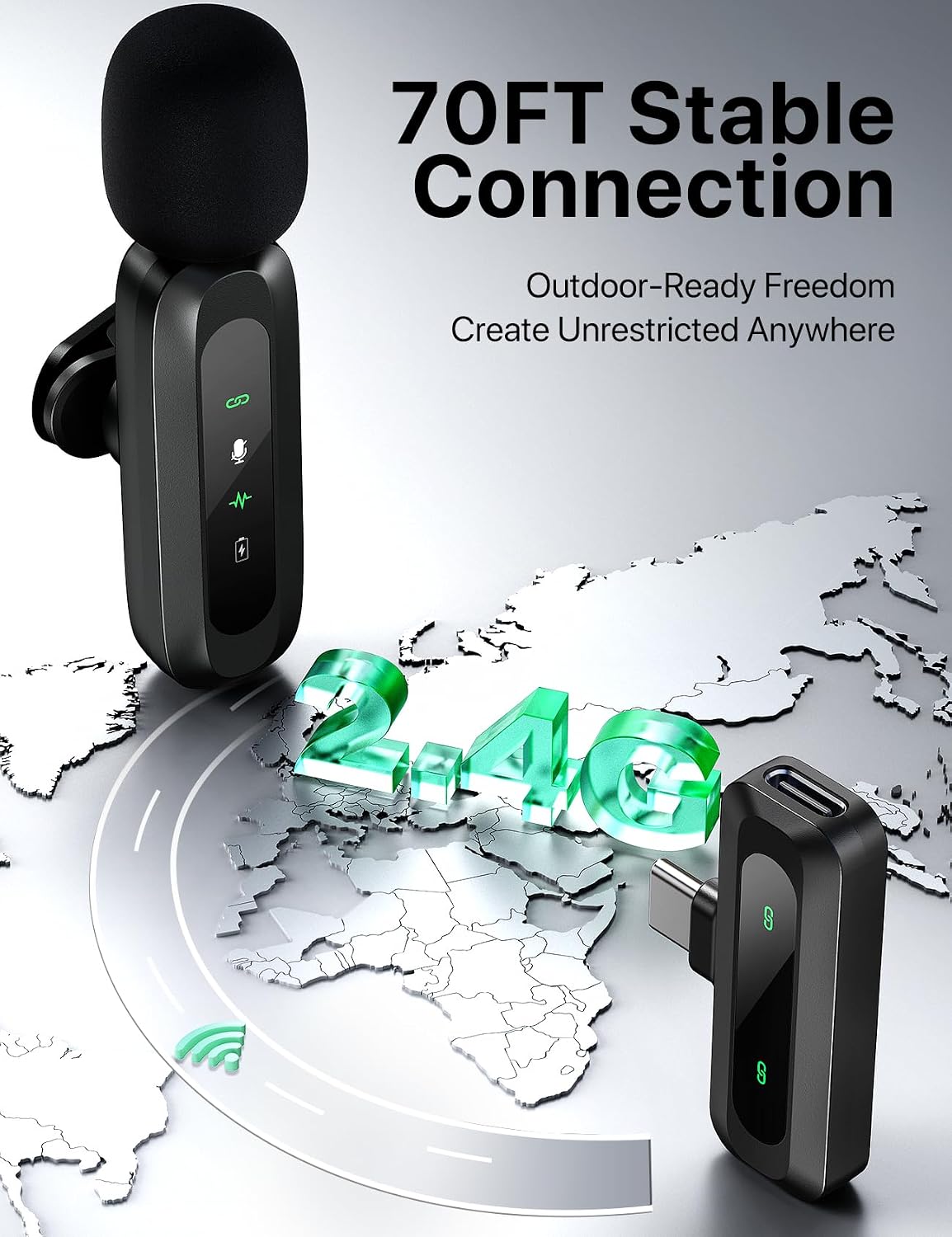 Thumbnail 6 de AXUAXU MJ01 Wireless Lavalier Microphone with LED Display and USB-C