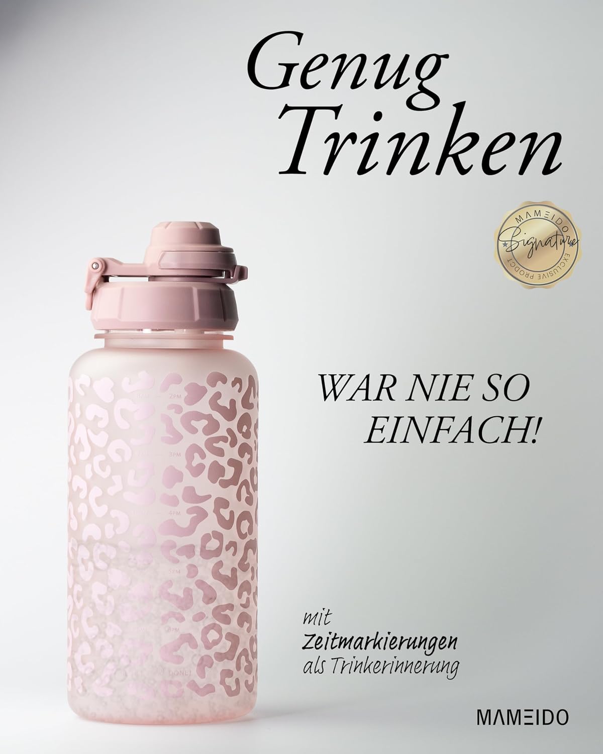 Detalle 2 de MAMEIDO Trinkflasche mit Strohhalm Zeitmarkierung 1 l