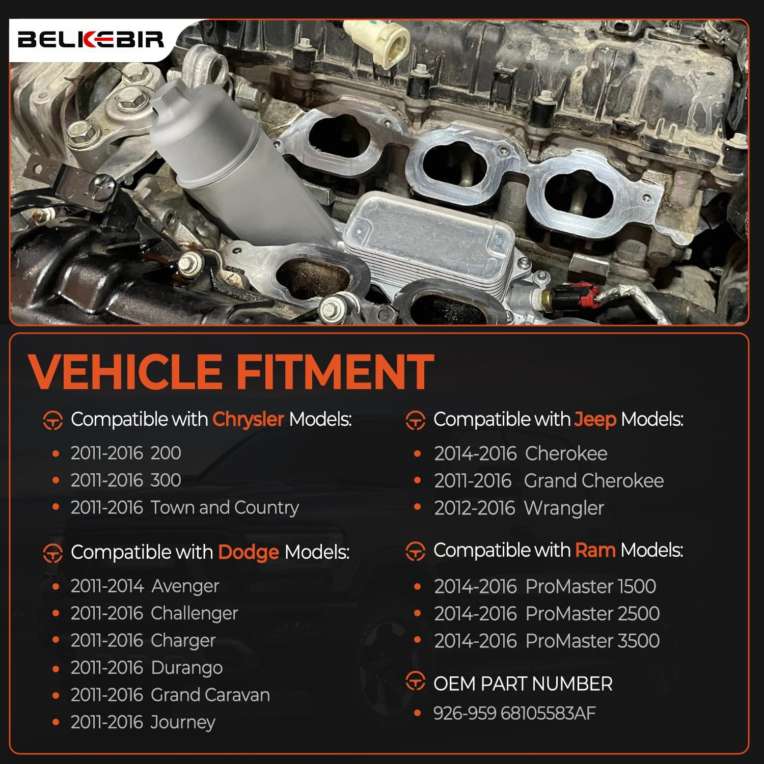 Thumbnail 1 de 926-959 926-876 3.6L Aluminum Engine Oil Filter Housing Replacement for 2011–2016 Dodge/Chrysler/Jeep