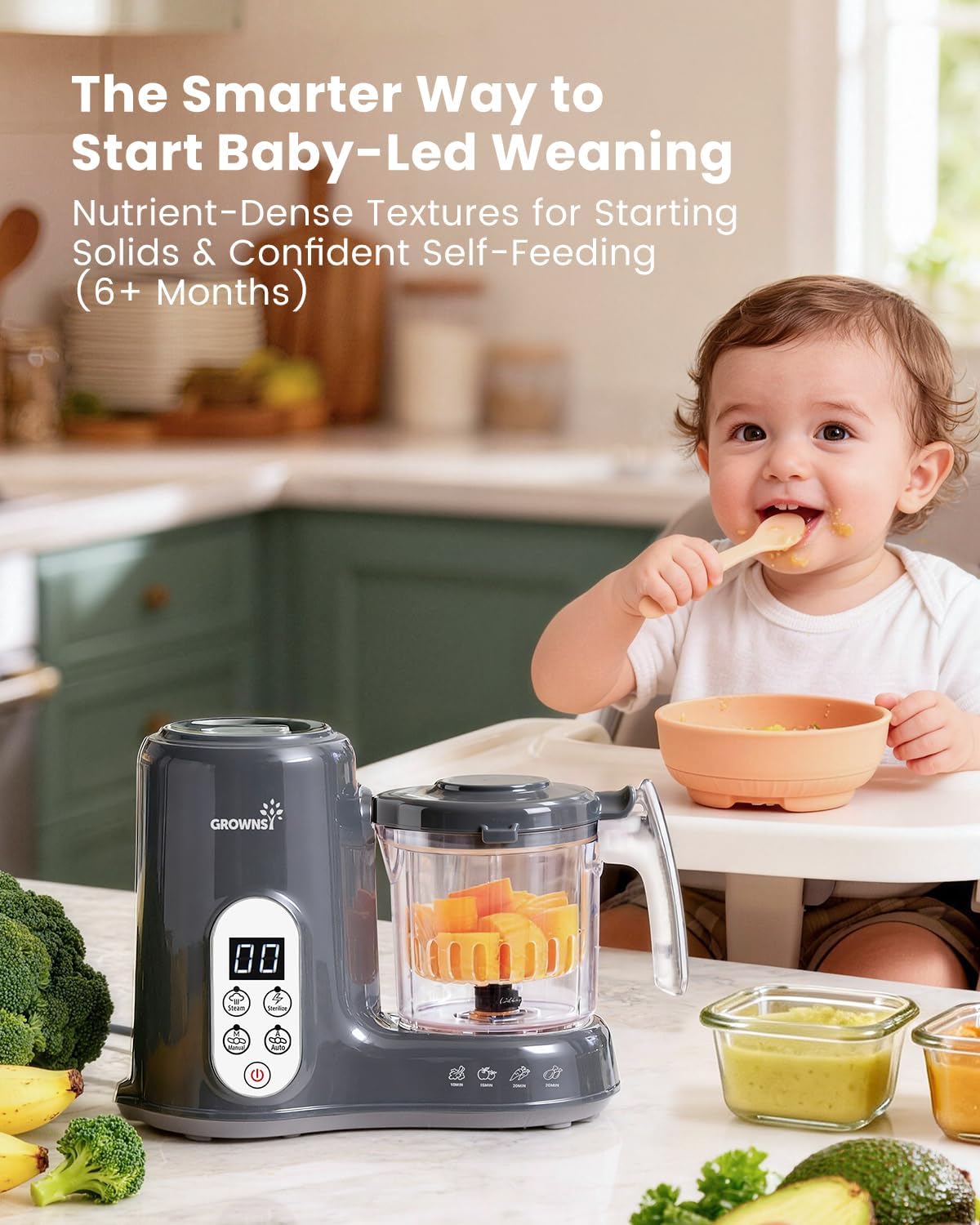 Detalle 2 de Grownsy Baby Food Maker 1-Step Steamer 🍲