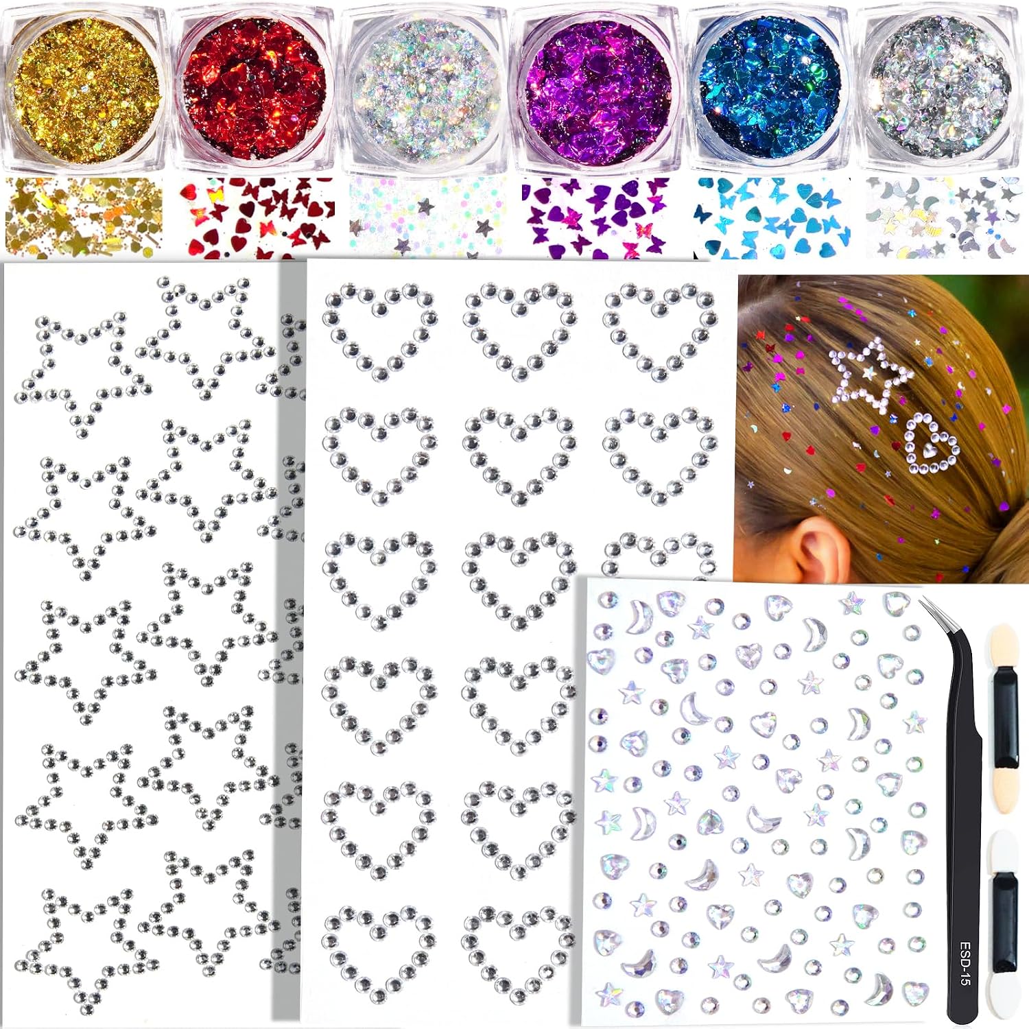 Thumbnail 6 de Face Gems and Glitter Gel Set, 6 Colours