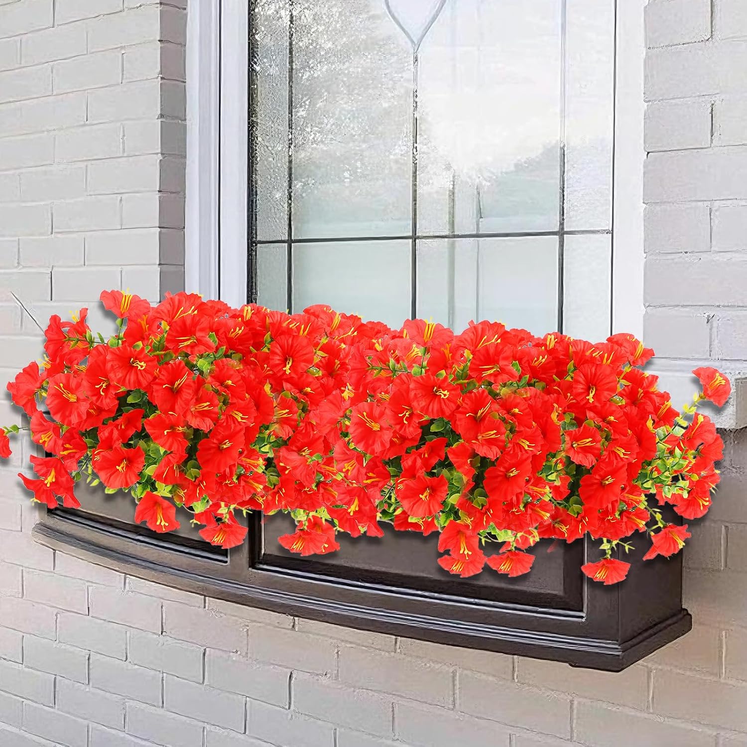 Detalle 2 de msymsyu MSY-002-06 kunstpetunia’s, rood, 36 cm, set van 7