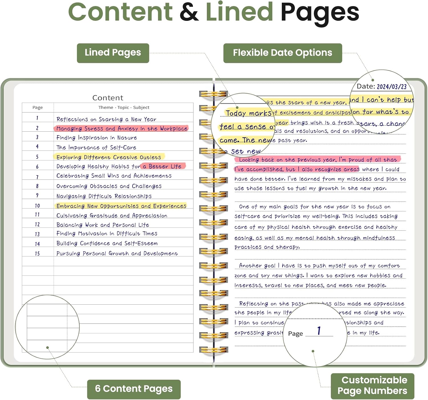 Thumbnail 2 de Taja B5 Spiral Notebook, 300 Pages, Hardcover, College Ruled, Green