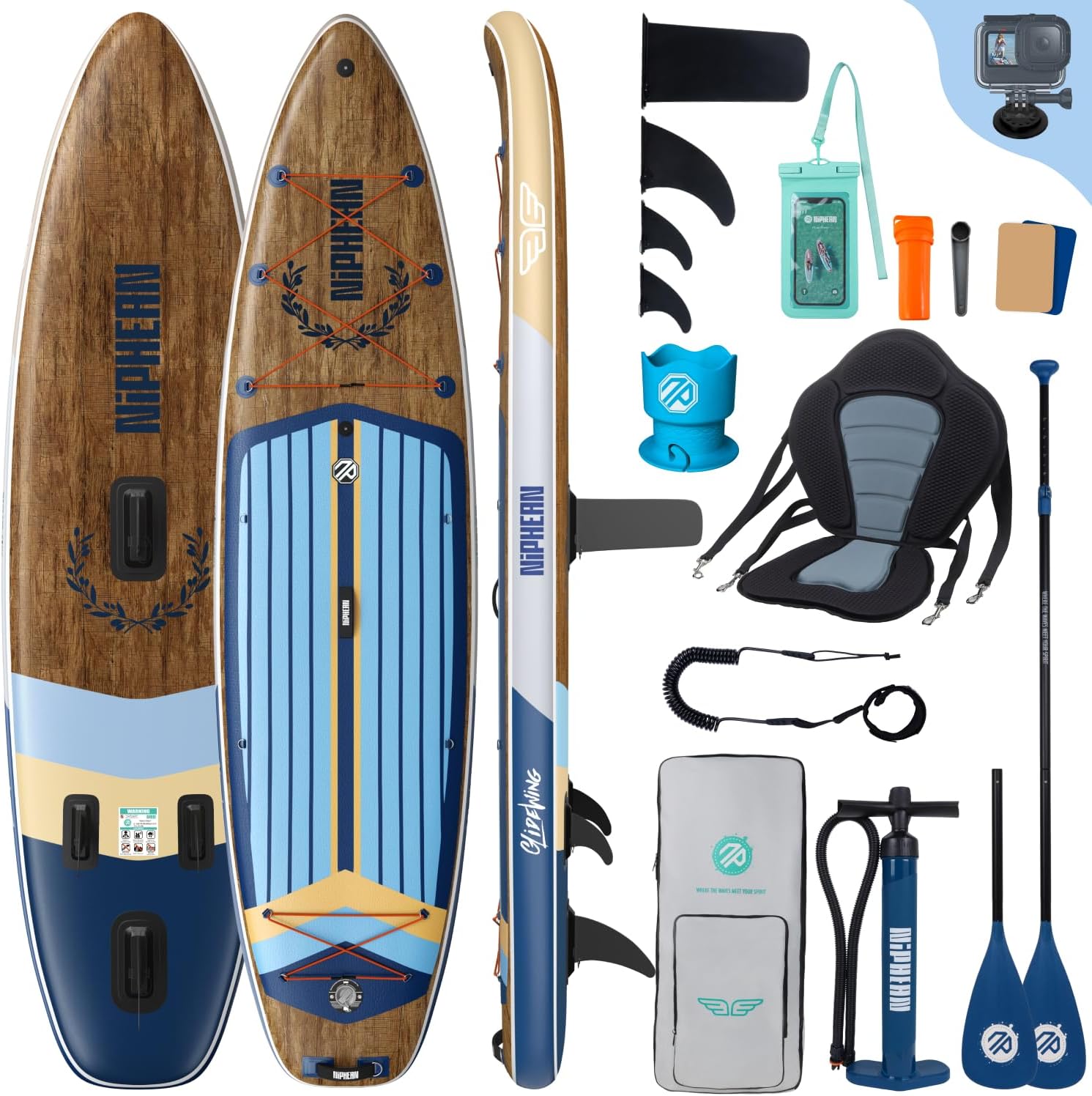 Detalle de Niphean (Extra Groß) Stand Up Paddling Board – 2+1 Personen, Stabilität & Vielseitigkeit für Familie und Paare