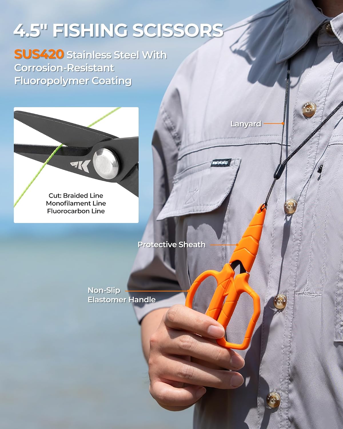 Detalle 1 de KastKing SteelStream Fishing Tool Set with Pliers, Fillet Knife, Scissors & Lip Gripper
