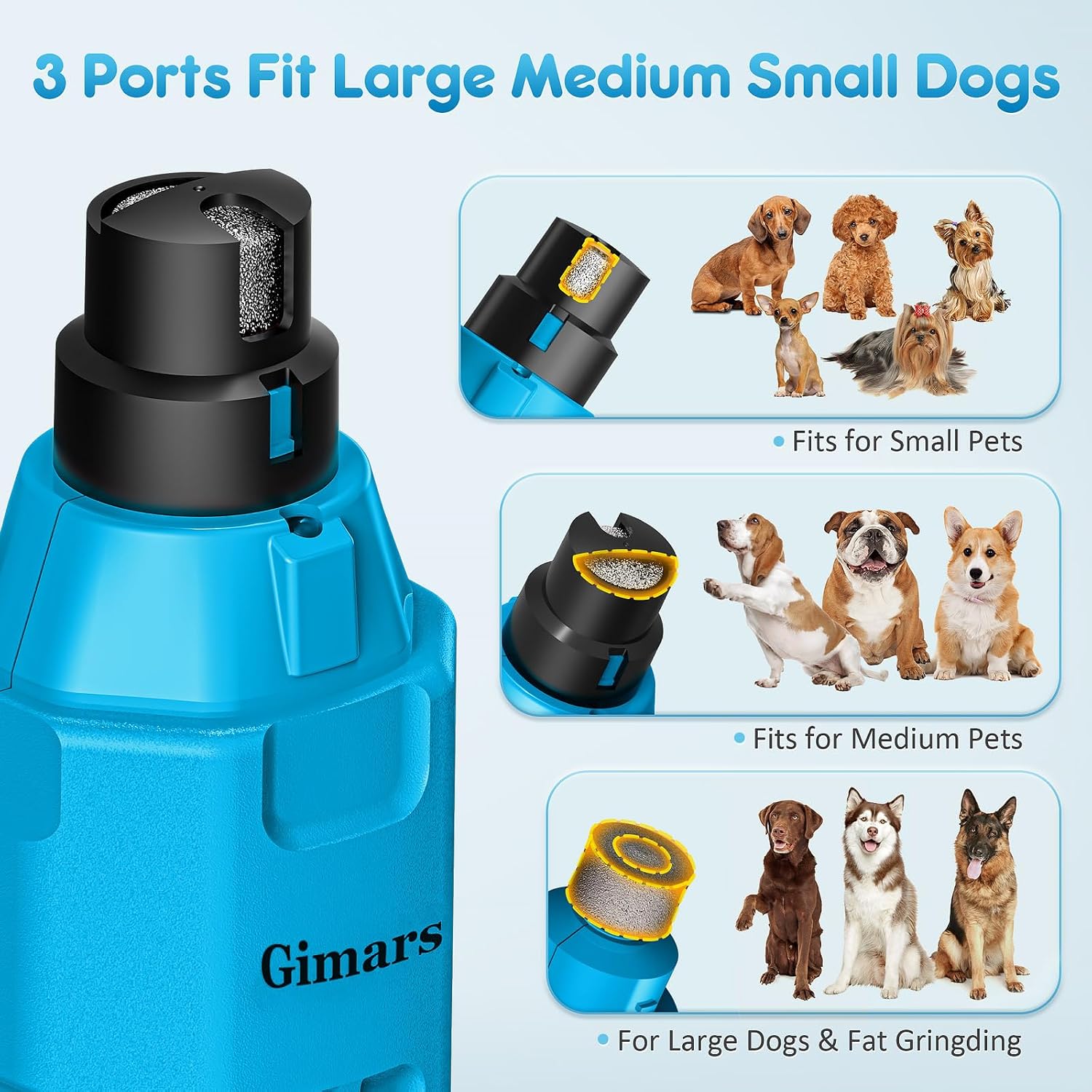 Detalle de Gimars Krallenschleifer für Hunde 6-Gang mit 2 LED-Licht – leise, 12000 RPM, USB-Aufladung