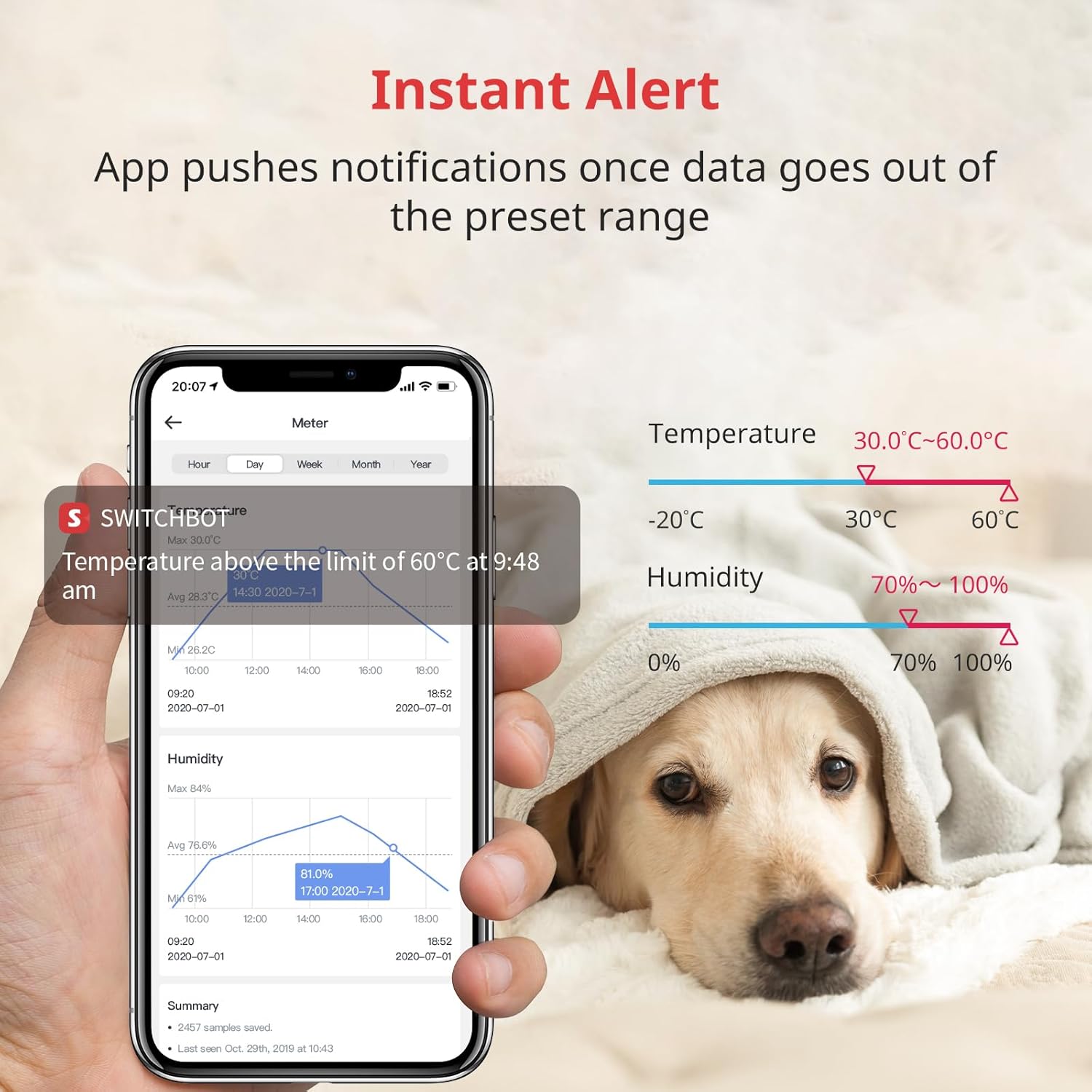 Thumbnail 4 de SwitchBot Thermometer Hygrometer Innen (Bluetooth) – Digitales Thermo-/Hygrometer-Sensor-Set mit App