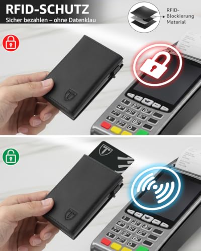Detalle de TEEHON Slim Geldbörse Herren mit Magnetverschluss, RFID-Schutz und Münzfach (Grau)