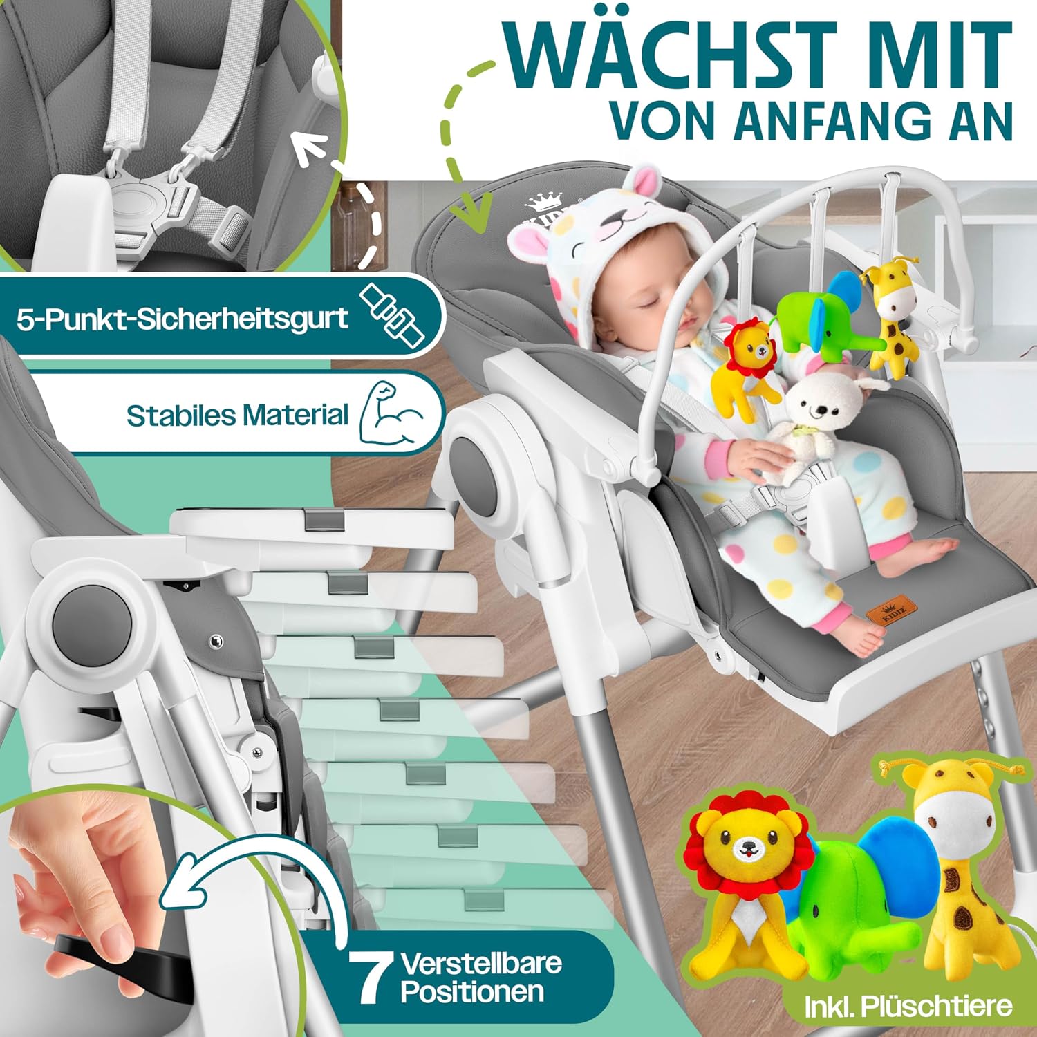 Thumbnail 4 de KIDIZ® 3in1 Hochstuhl 0–36 Monate