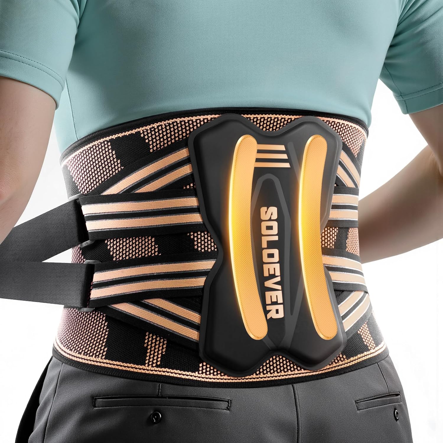 Detalle de SOLOEVER Copper-Infused Back Brace for Lower Back Pain Relief