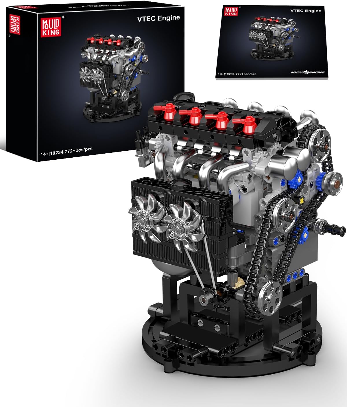Detalle de Mould King 10234 motorbouwset, 772 onderdelen in zwart kunststof