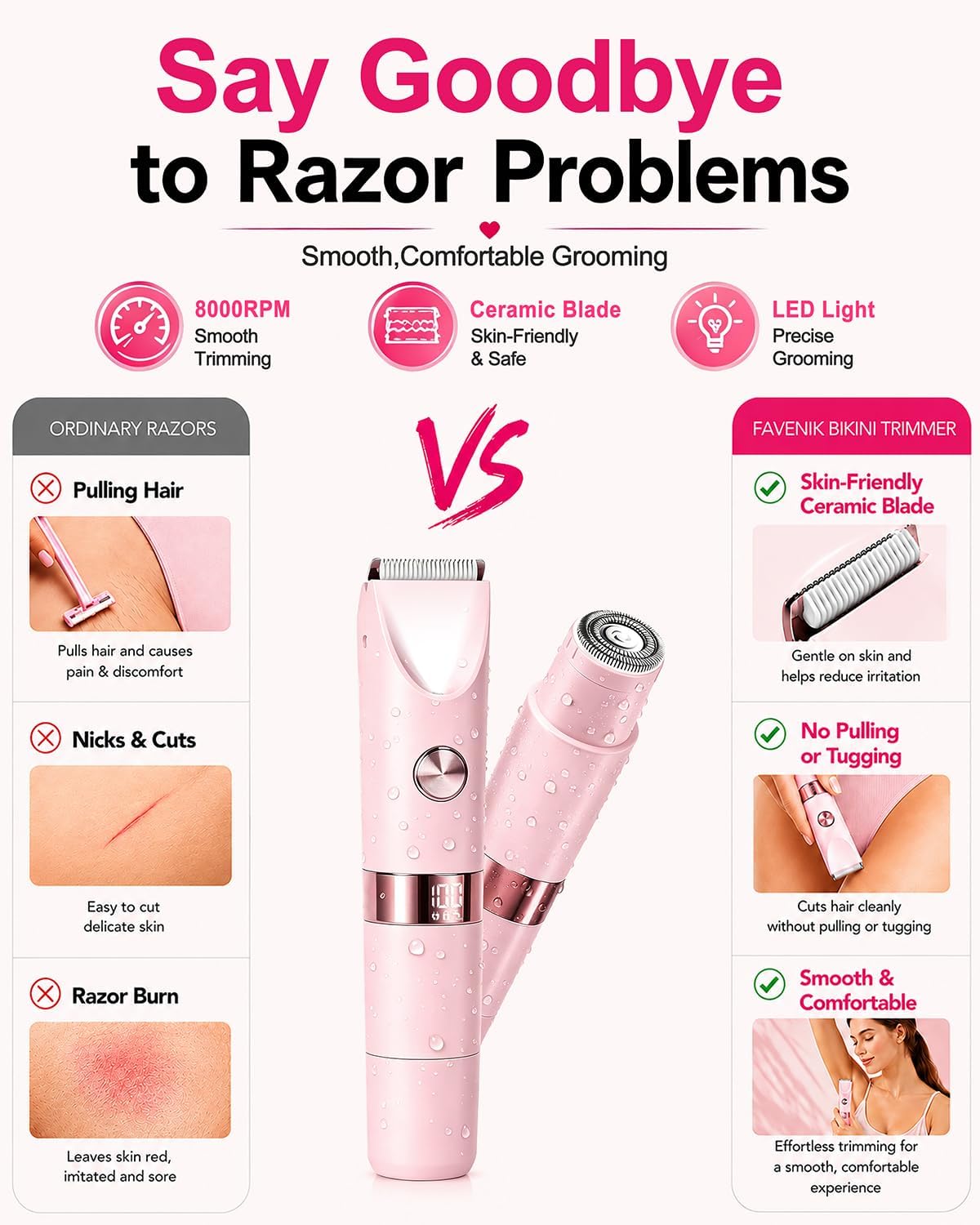 Thumbnail 2 de Bikini Trimmer Women Waterproof 2-in-1: Gentle Facial Hair Remover for Women