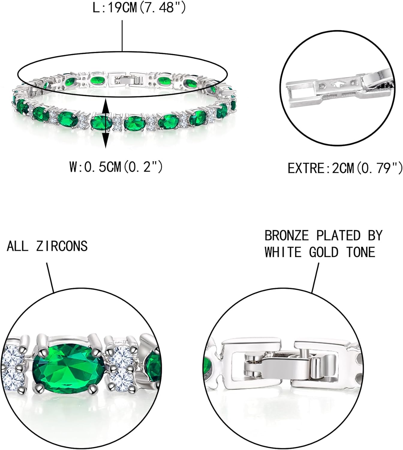 Thumbnail 4 de EVER FAITH Damen Armband mit Zirkonia (Full Bling) – elegant, 18,5 cm