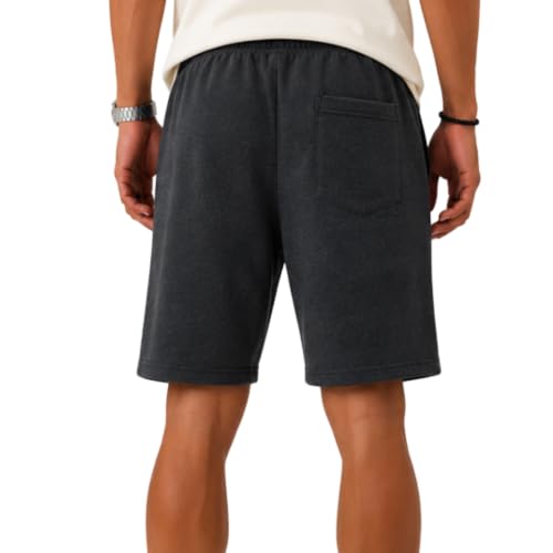 Detalle 2 de ROSS CAMP Sporthose Herren Kurz – Kurze Jogginghose aus Baumwolle, Regular Fit (S, Anthrazit)