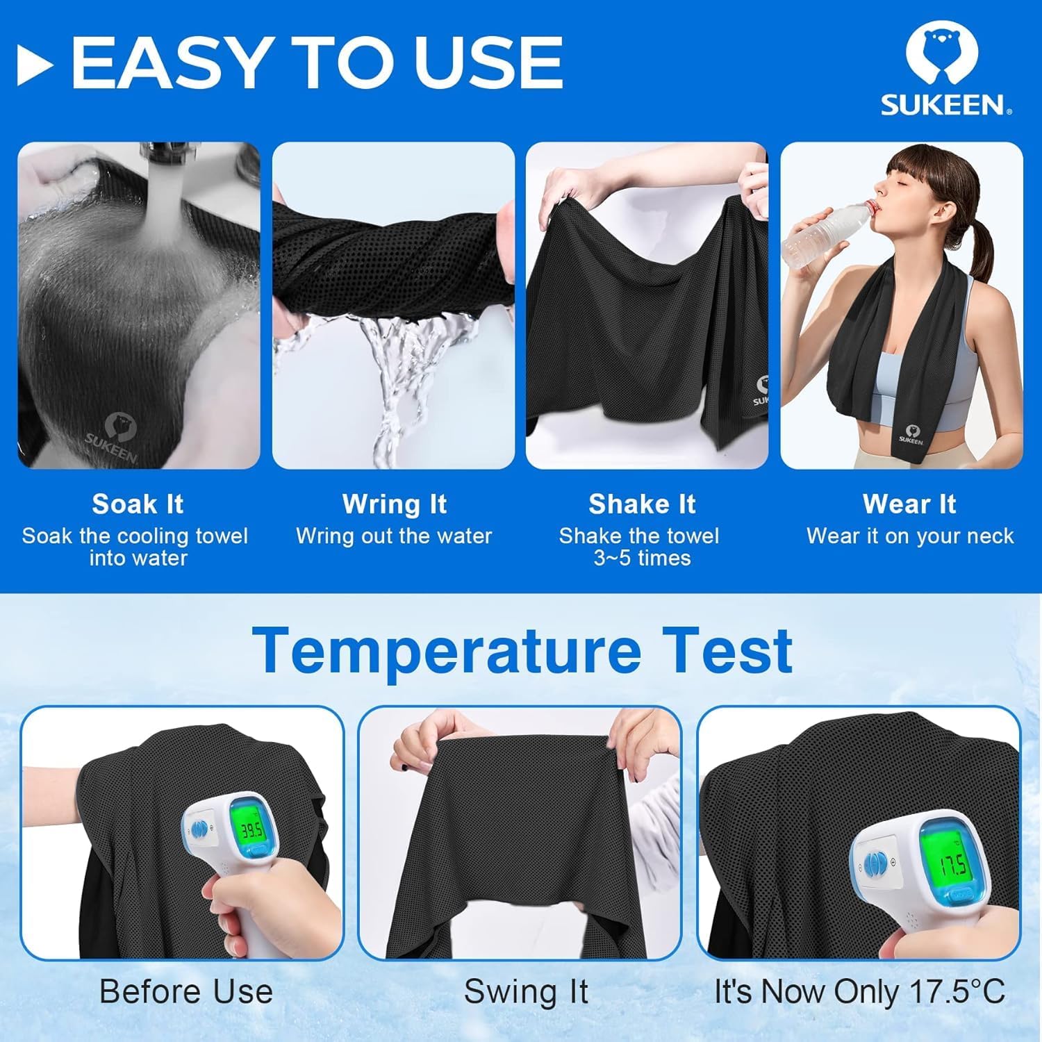Thumbnail 3 de Sukeen Cooling Towel Pack: Instant Ice Cool Down Towels for Neck & Face