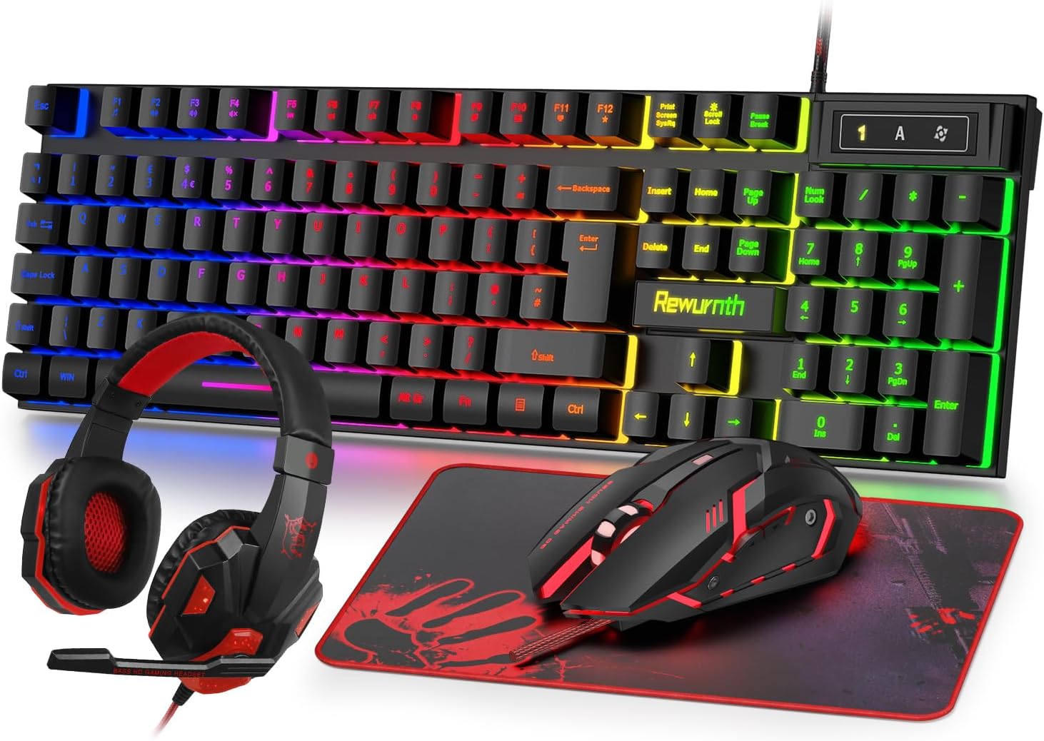 Detalle de Rewurnth Gaming Keyboard and Mouse Set 4‑in‑1