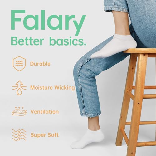 Thumbnail 4 de FALARY Sneaker Socken Herren Damen – 12 Paar Kurze Halbsocken aus Baumwolle, Weiß, Größe 43-46
