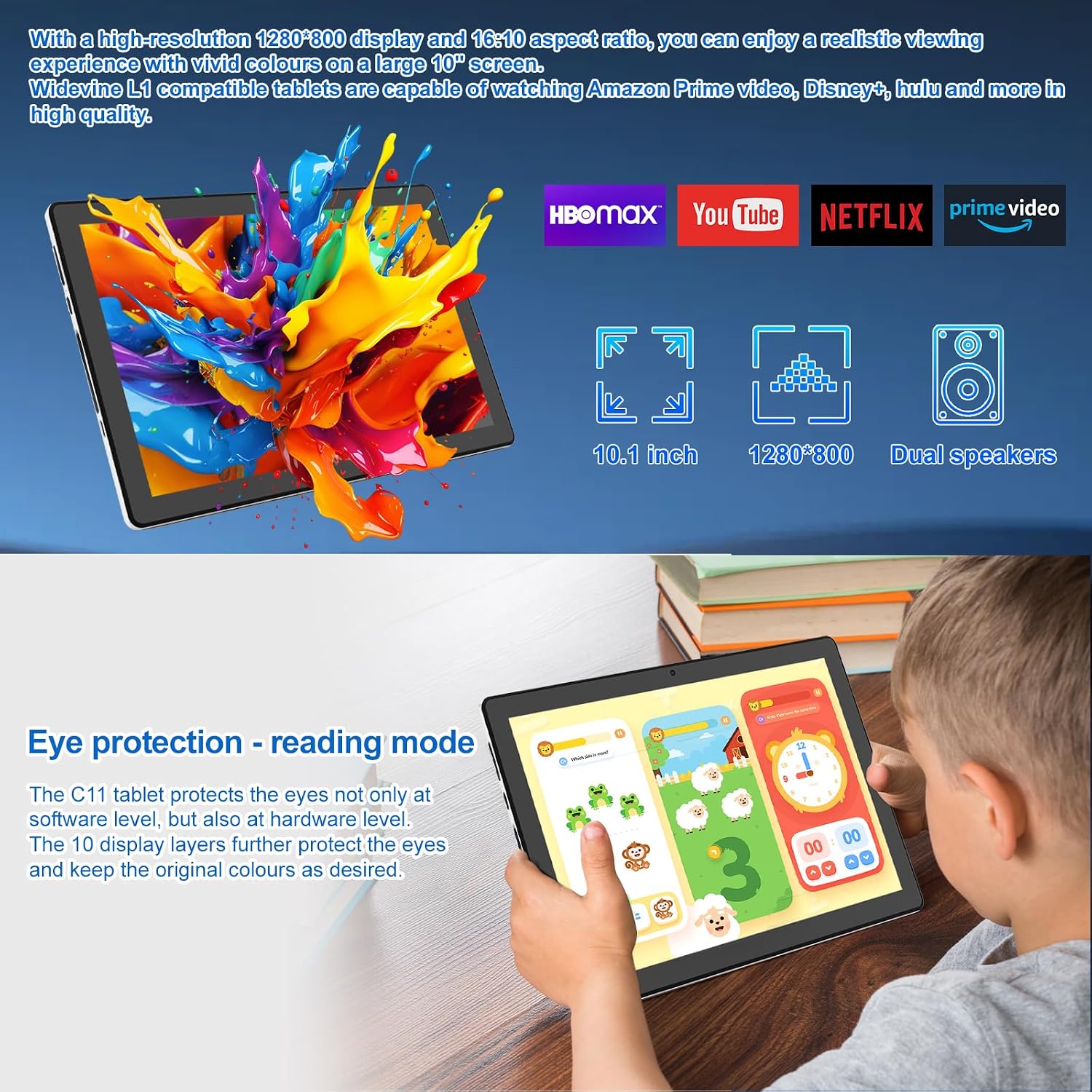 Thumbnail 5 de Laptok Tablet 10 Inch: Android 14, 8GB RAM, 64GB ROM + 1TB Expandable