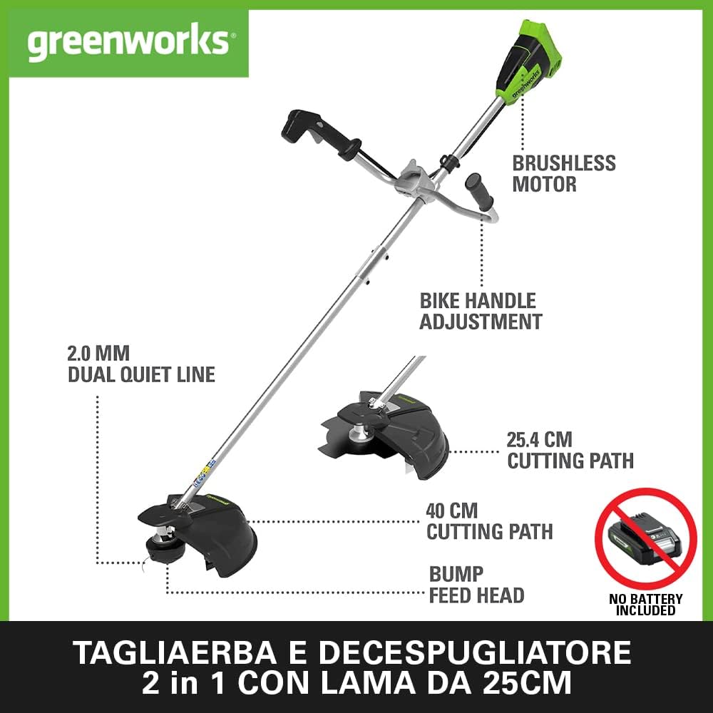 Detalle 2 de Greenworks GD40BCB Decespugliatore 40V, taglio 40 cm ⛏