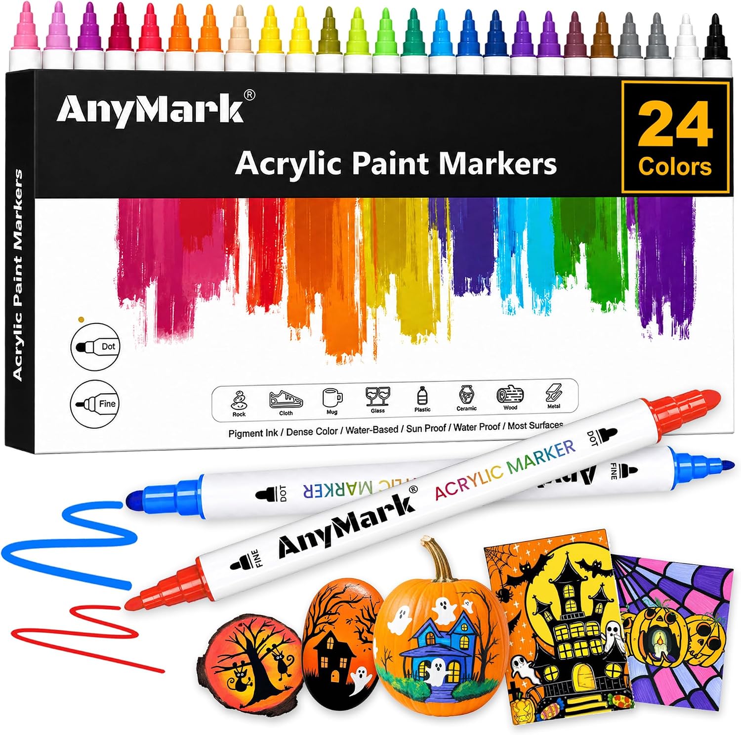 Thumbnail 6 de AnyMark AnyM-APP-DF-48 Acrylic Paint Markers, 48 Colours, Dual Tip