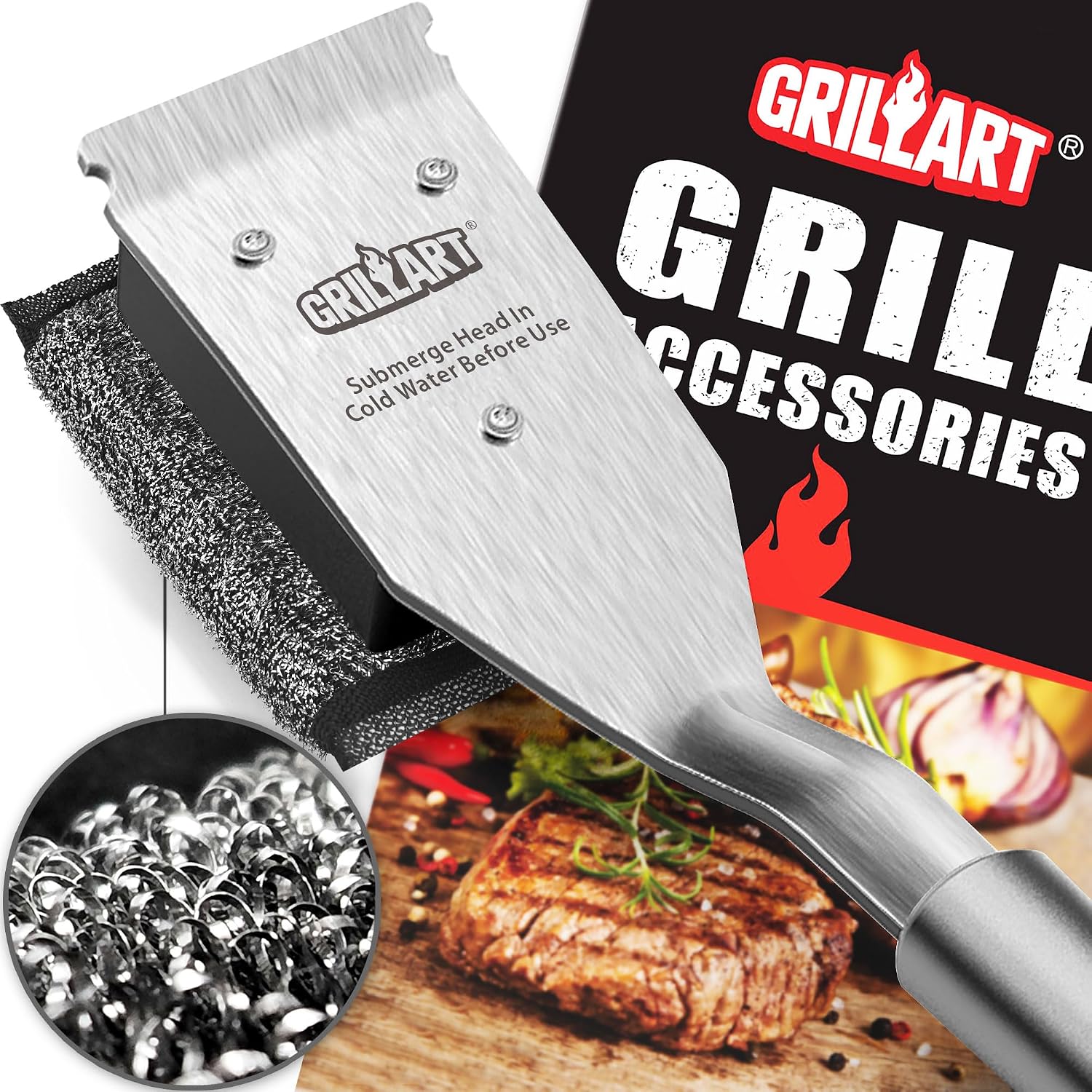 Detalle 2 de GRILLART RSH2 Bristle-Free BBQ Grill Brush Replacement Heads, 2-Pack