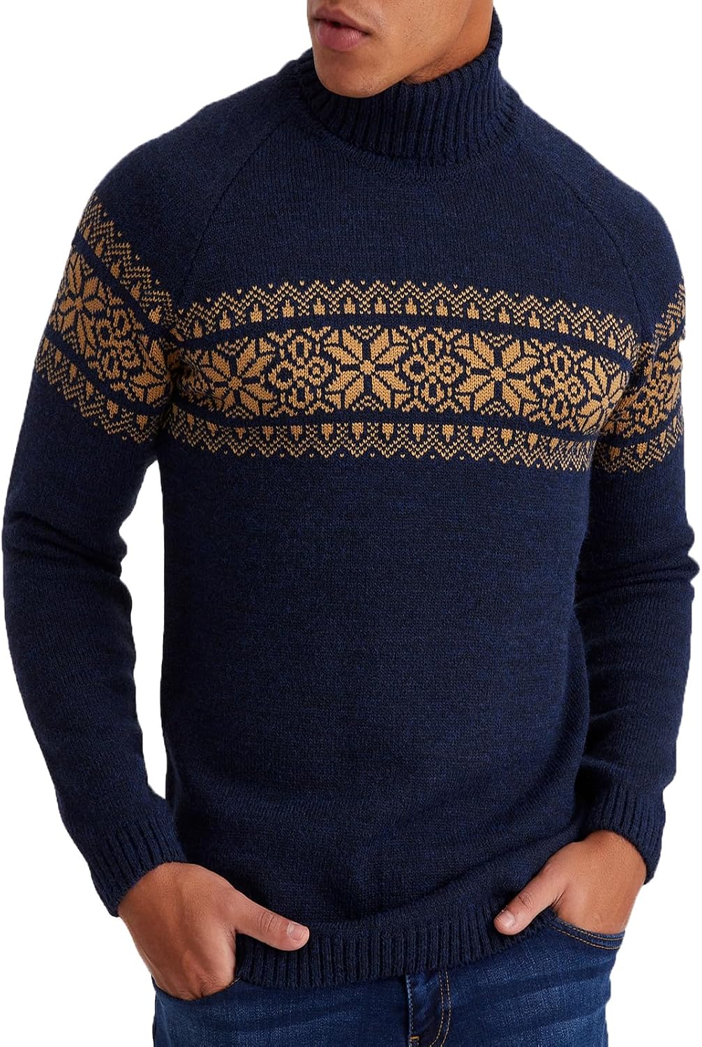 Thumbnail 6 de Leif Nelson Pull à col roulé pour homme – Pull norvégien en tricot