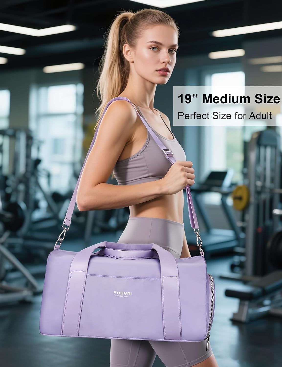 Thumbnail 5 de Sac de sport femme 19 Pouces 25 L avec compartiment à chaussures et poche imperméable (49x20x25 cm)