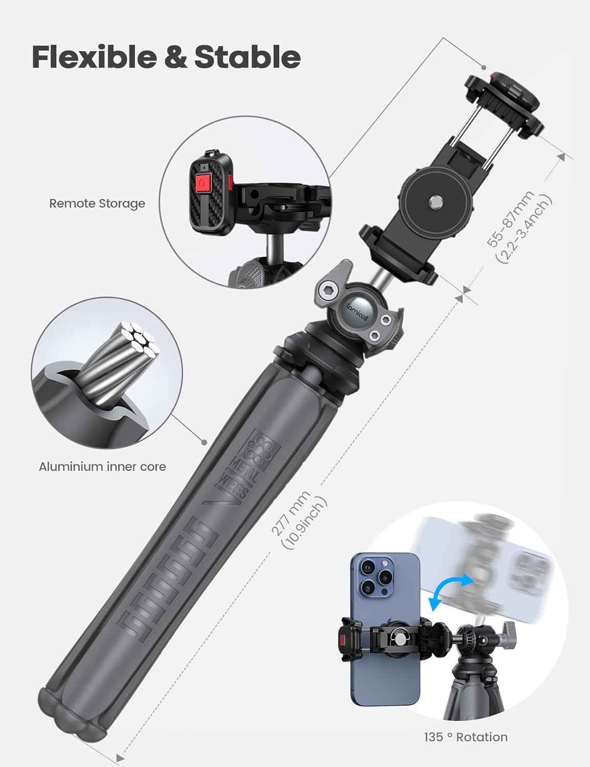 Thumbnail 4 de Lamicall 2025 mini flexible phone tripod