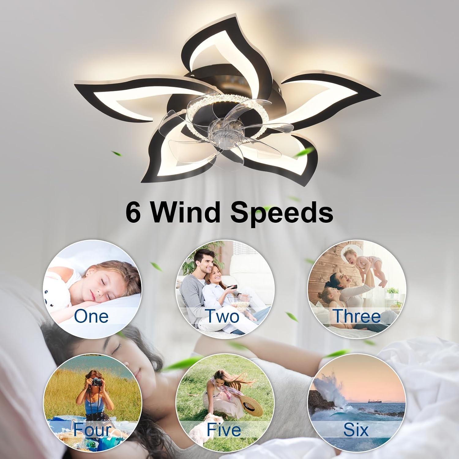 Detalle 2 de ZHMDJDSH ADH-CFL10 26-inch Geometric Ceiling Fan with Dimmable LED Light