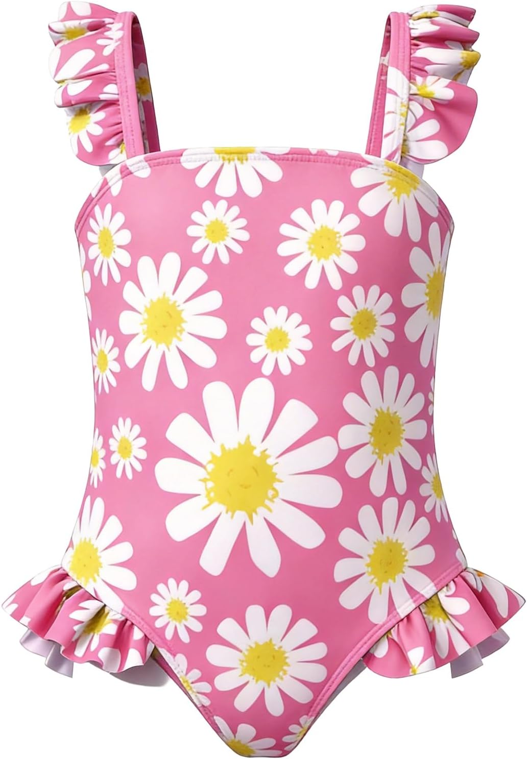Thumbnail 6 de JiAmy Girls' Flower Print Ruffle Sleeveless One-Piece Swimsuit (12m–8y)