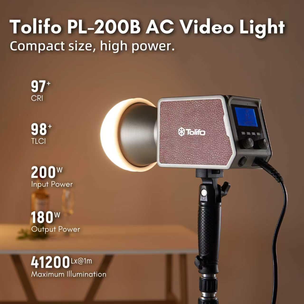 Thumbnail 1 de Tolifo PL-200B 200W Bi-Colour LED Video Light — Quiet, App-Controlled, Bowens Mount