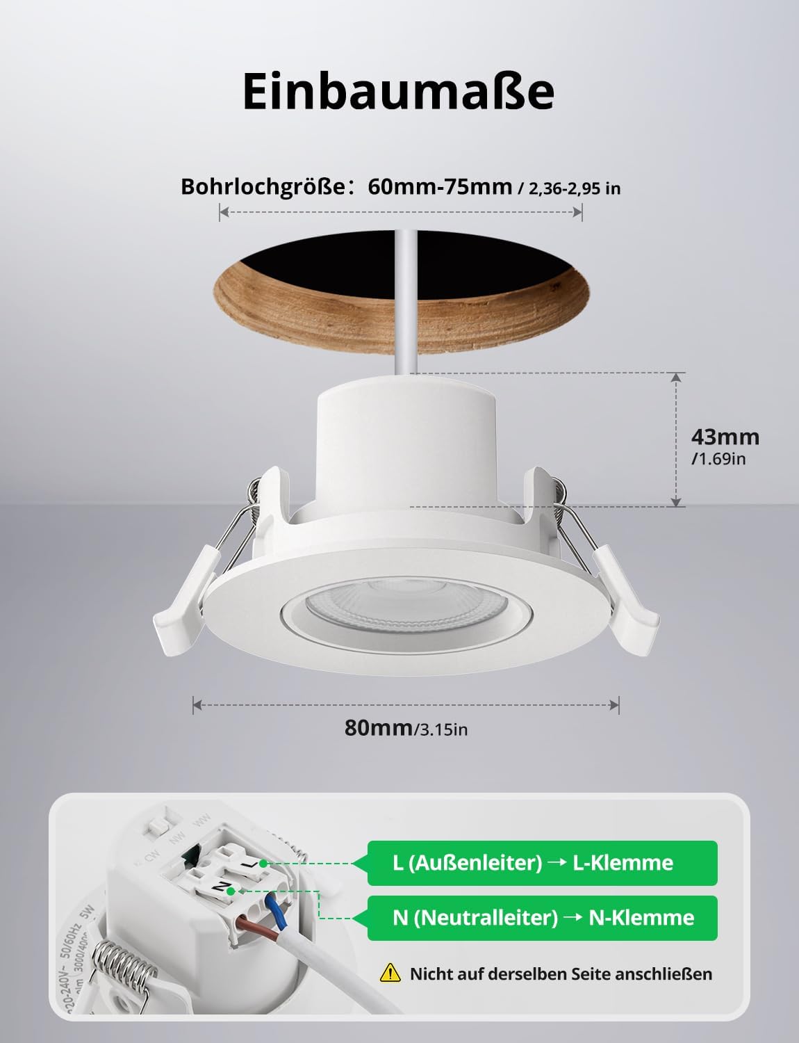 Thumbnail 6 de BOJIM LED-inbouwspots IP65 5W, 710 lm, drie lichtkleuren, set van 20