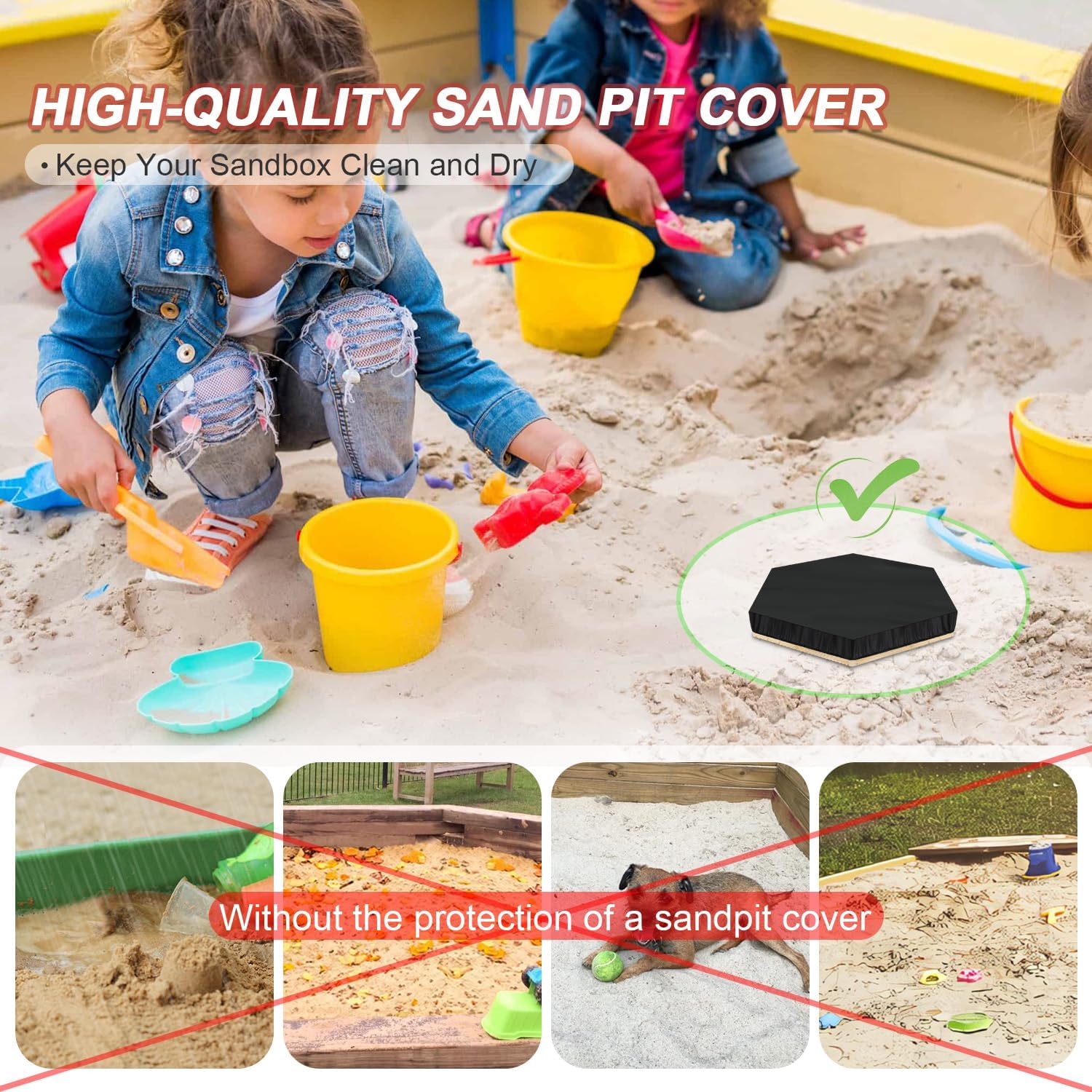 Thumbnail 4 de LAMUNI Sandkasten Abdeckplane 180×150×20 cm Wasserdicht