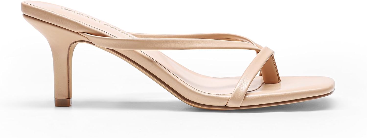 Detalle 2 de DREAM PAIRS Kitten Heels for Women: Slip-On Open-Toe Sandals with Cushioned Support