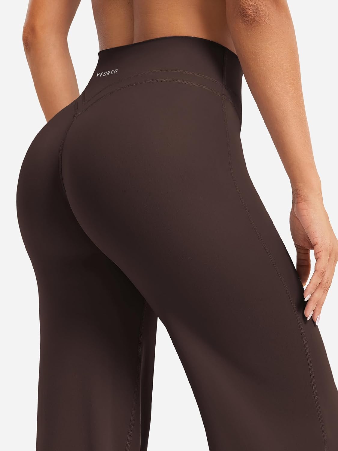 Detalle de YEOREO Straight Leggings für Damen mit hoher Taille, nahtlos & blickdicht für Gym, Yoga und Alltag
