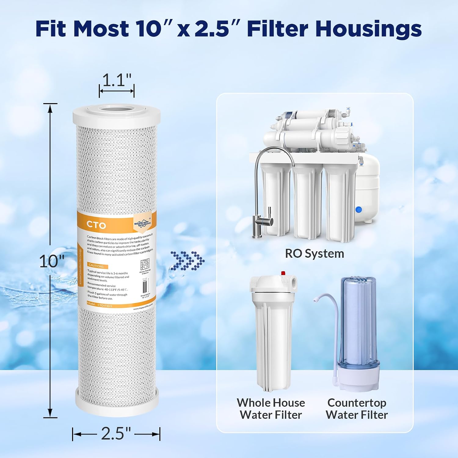 Detalle de Membrane Solutions Carbon Block Water Filter, 5 Micron