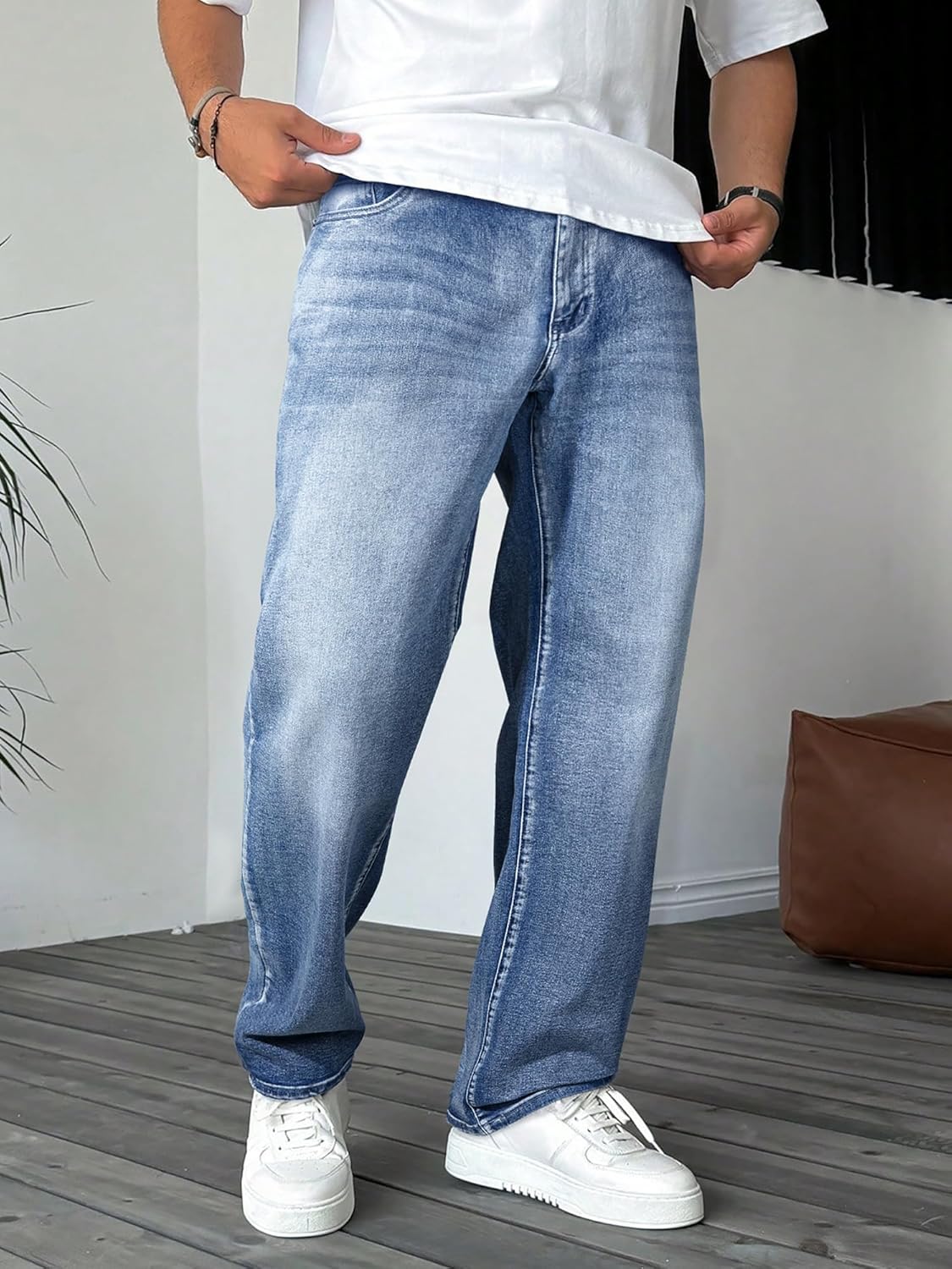 Thumbnail 2 de JMIERR Herren Baggy Jeans aus Baumwolle – weite, bequeme Loose-Fit Stretch Jeans für Alltag und Freizeit