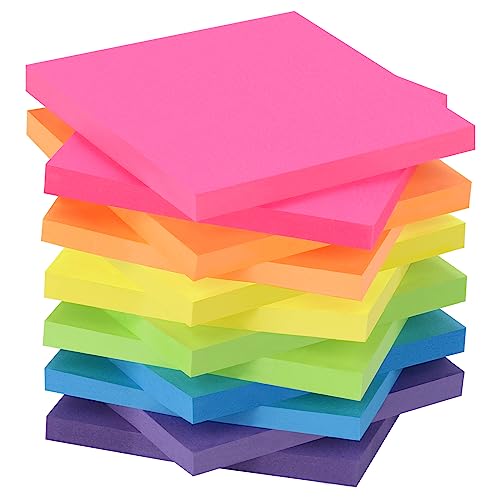 ZCZN Blocchetti di Foglietti Adesivi Neon 76x76 mm, 12 blocchi da 60 fogli ciascuno
