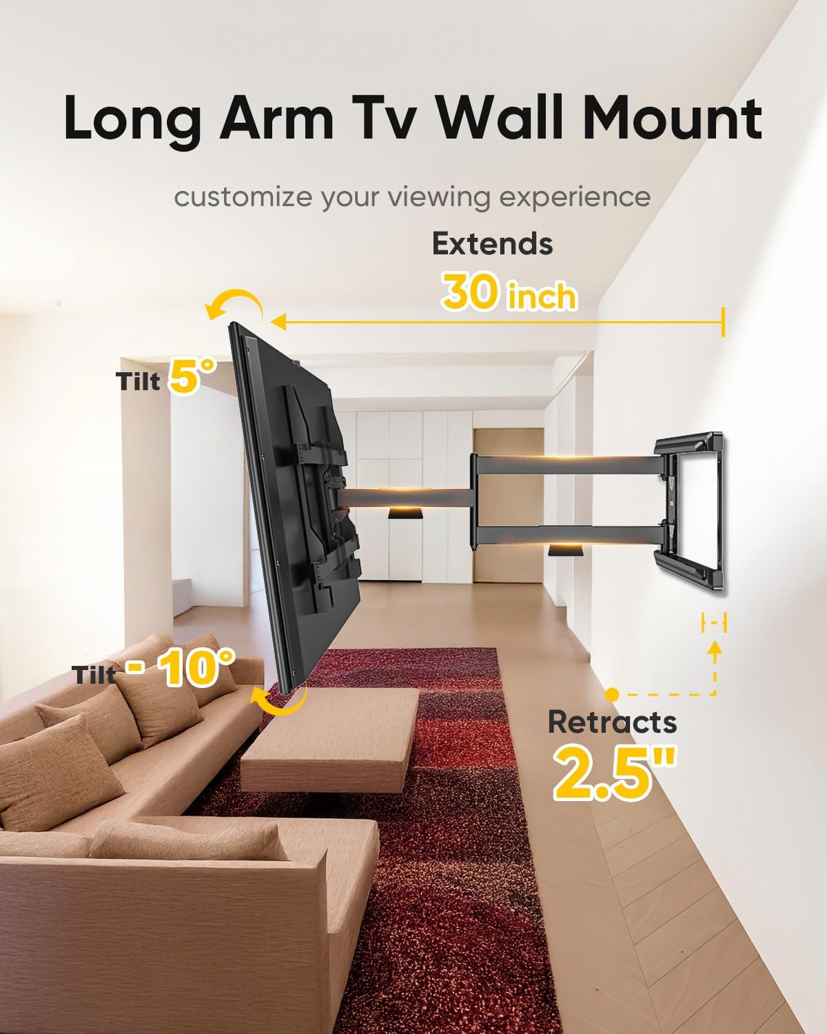 Thumbnail 1 de FORGING MOUNT Long Arm TV Mount for 37–75 Inch TVs with 30" Extension