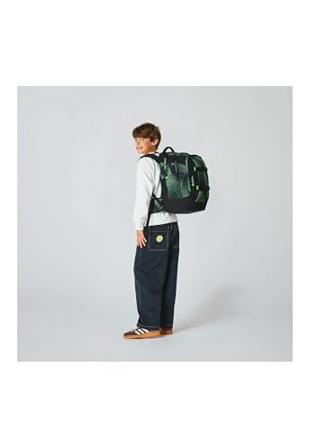 Detalle de Satch Schulrucksack Pack Seismic Green – Schwarz: Viel Platz, ergonomisch tragbar und zuverlässig organisisert